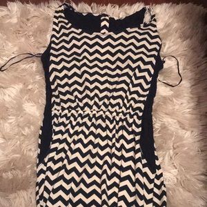 Navy and off white stripped dress.